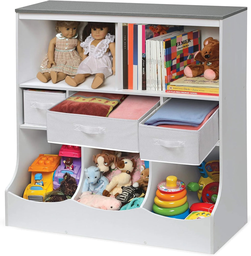 Toy Storage Unit and Book Shelf with 3 Baskets H7078