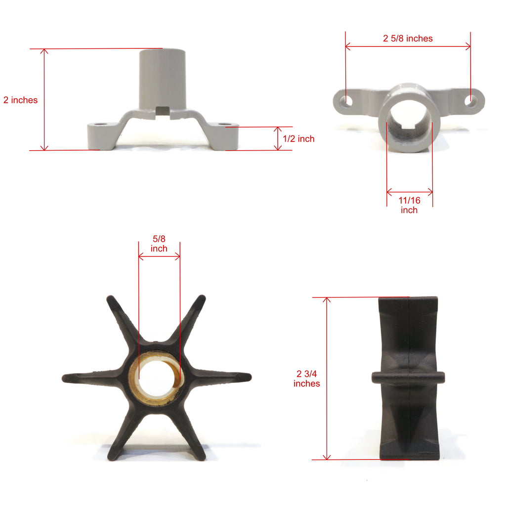 Water Pump Impeller Kit For 1989 Evinrude 45 HP Engine B24436
