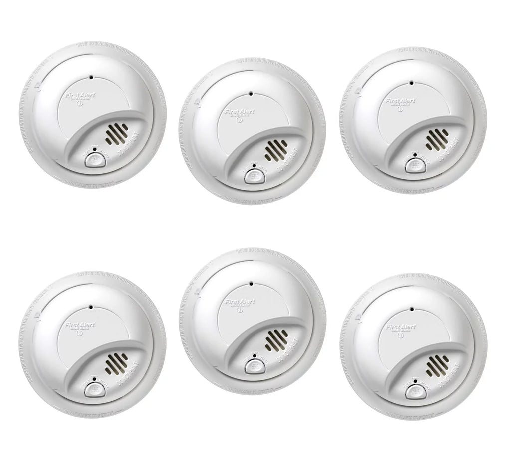 6 Pack Hardwired Smoke Alarm with Battery Backup I953381
