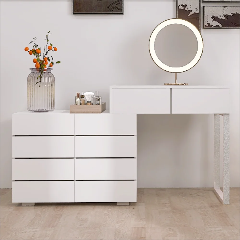 White 6 Drawer Rustic Wood Dresser G230