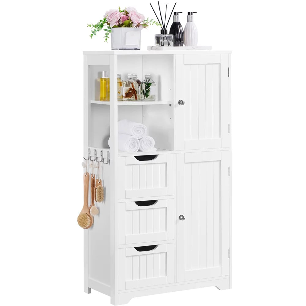 White 3 Drawer Wooden Bathroom Storage Cabinet O7510