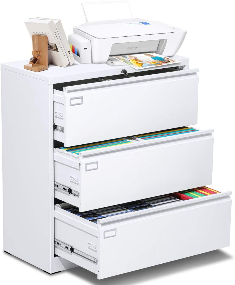 Black 4 Drawer Locking Metal Lateral File Cabinet R581