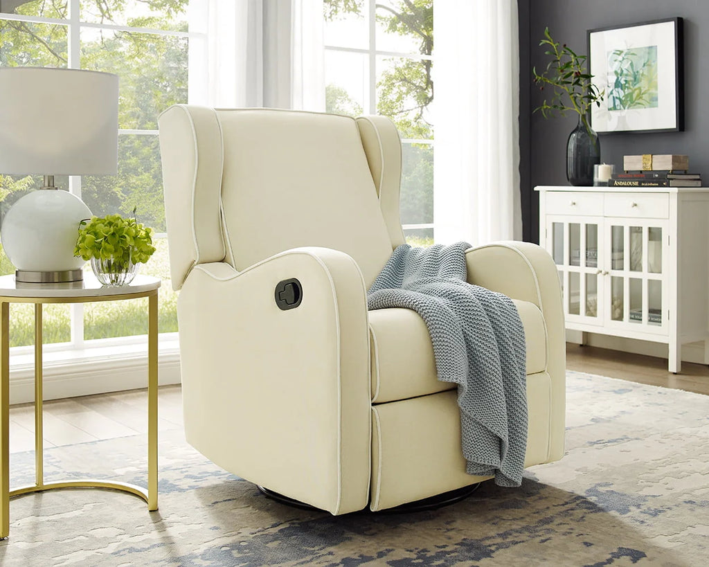 Gray Fabric Upholstered Swivel Gliding Recliner G37639