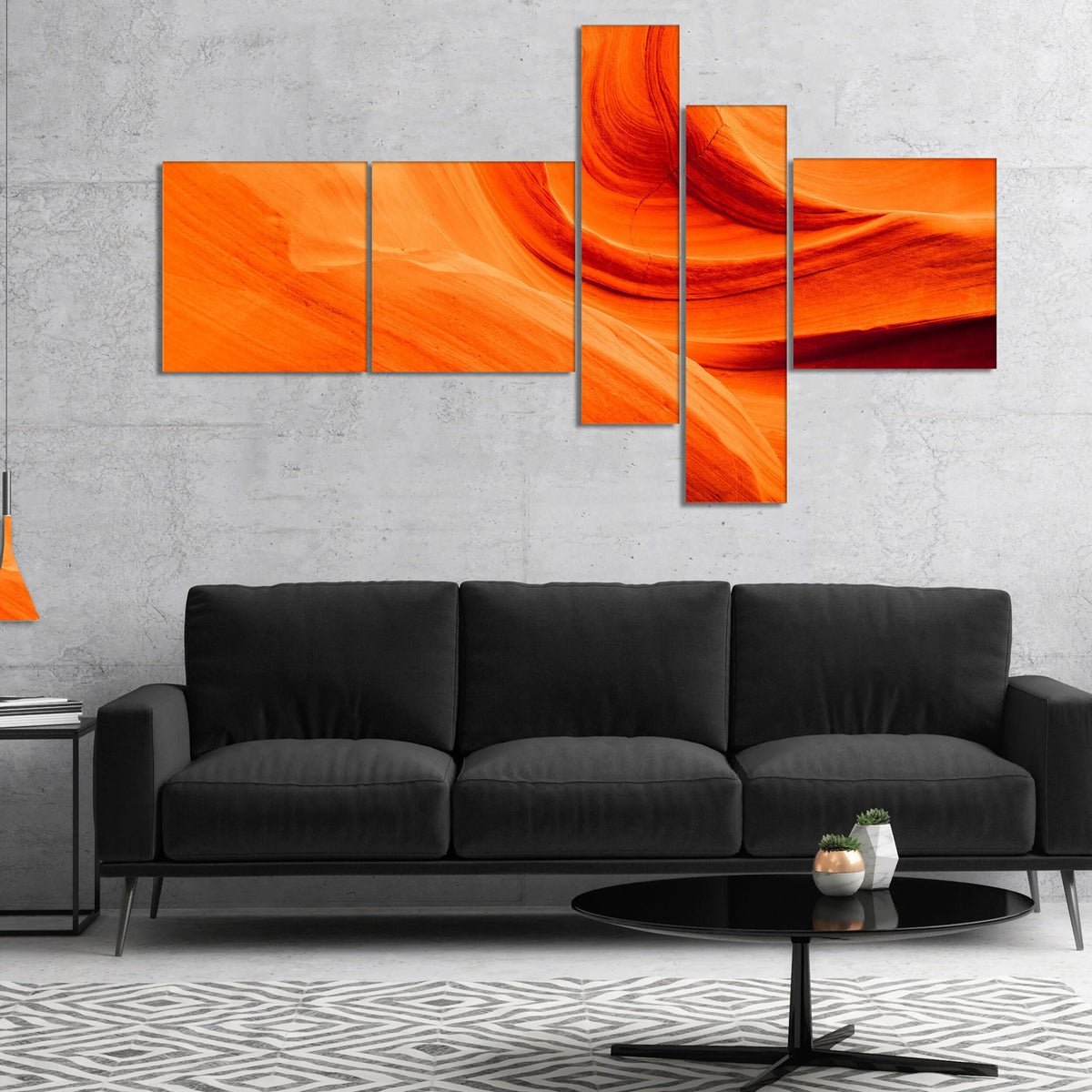 Orange Upper Antelope Canyon Landscape Photography Canvas Print 60 in. wide x 32 in. high - 5 Panels O74636