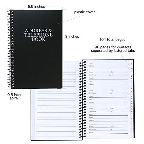 Black 8 x 5 inches Address and Telephone Book 2-Pack E81805