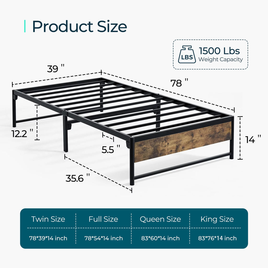 Twin Metal Platform Bed Frame with Storage P913