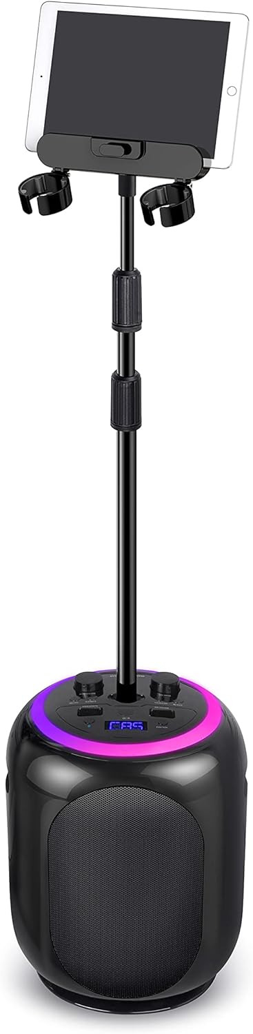 Black Karaoke Machine with Stand and LED Lights M431