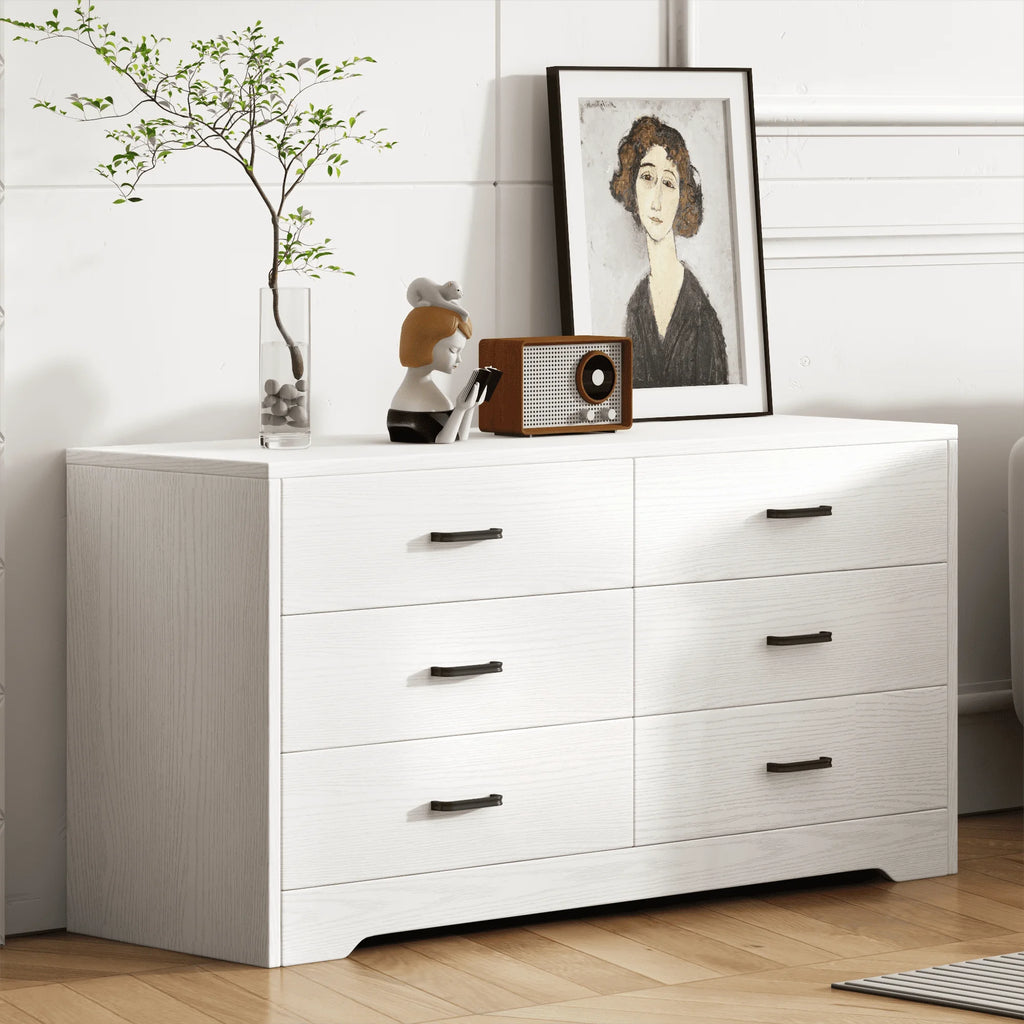 White 6 Drawer Rustic Wood Dresser G230