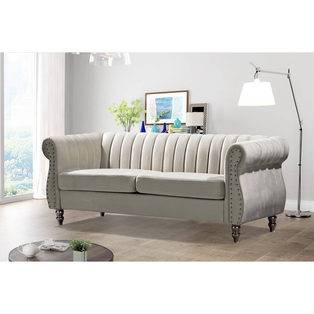 Cream Velvet Chesterfield Sofa K422