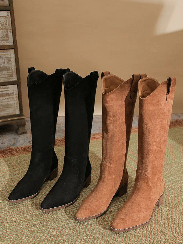 Pointed Toe Thick Heel Stacked Boots F809