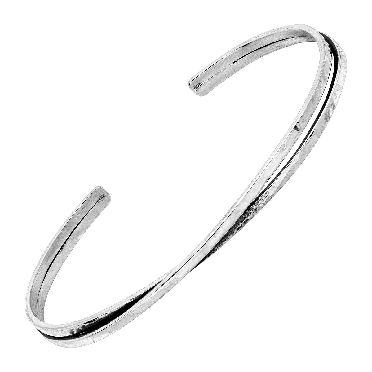 Hammered Double Row Cuff Bracelet in Sterling Silver U1856