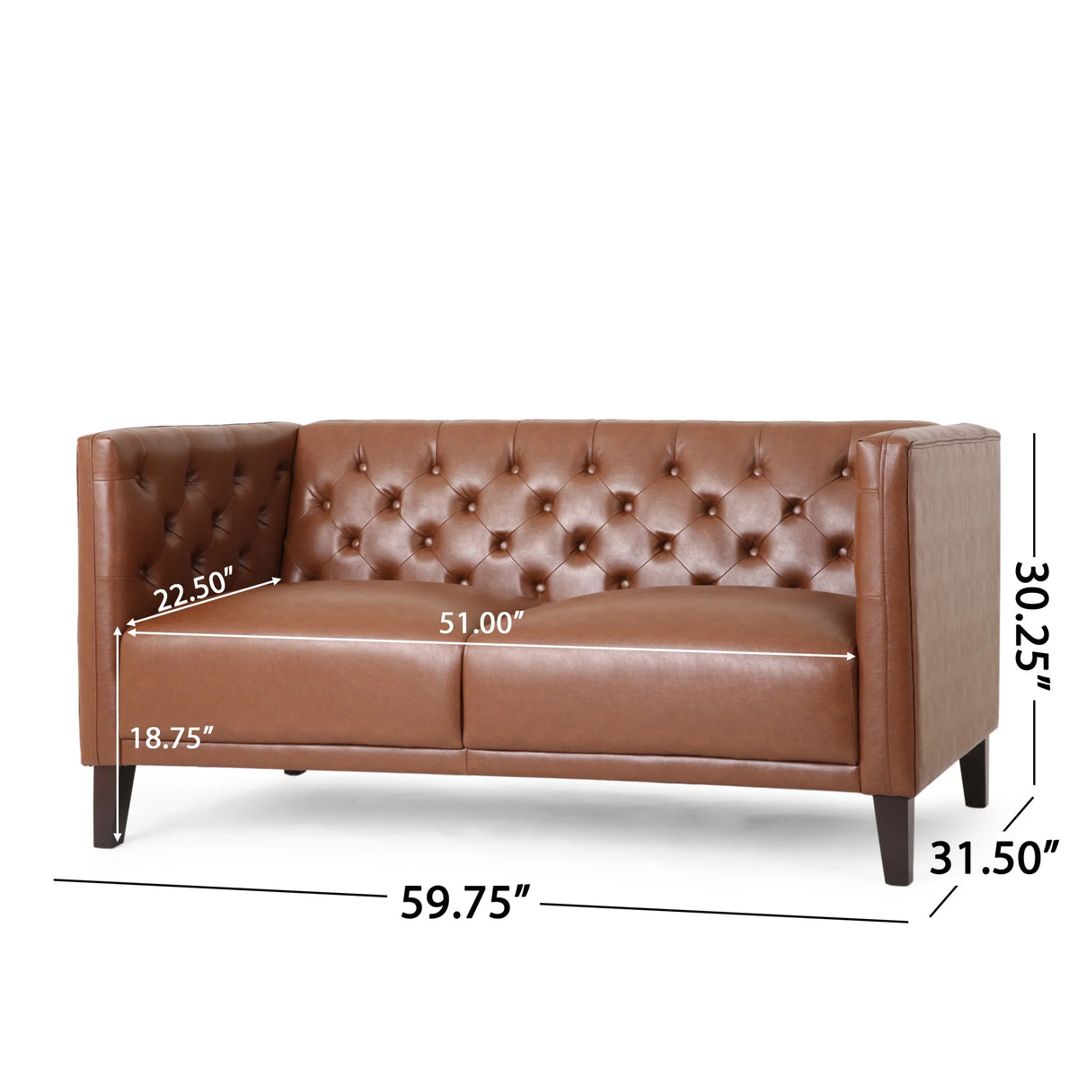 Cognac Brown Loveseat S2217