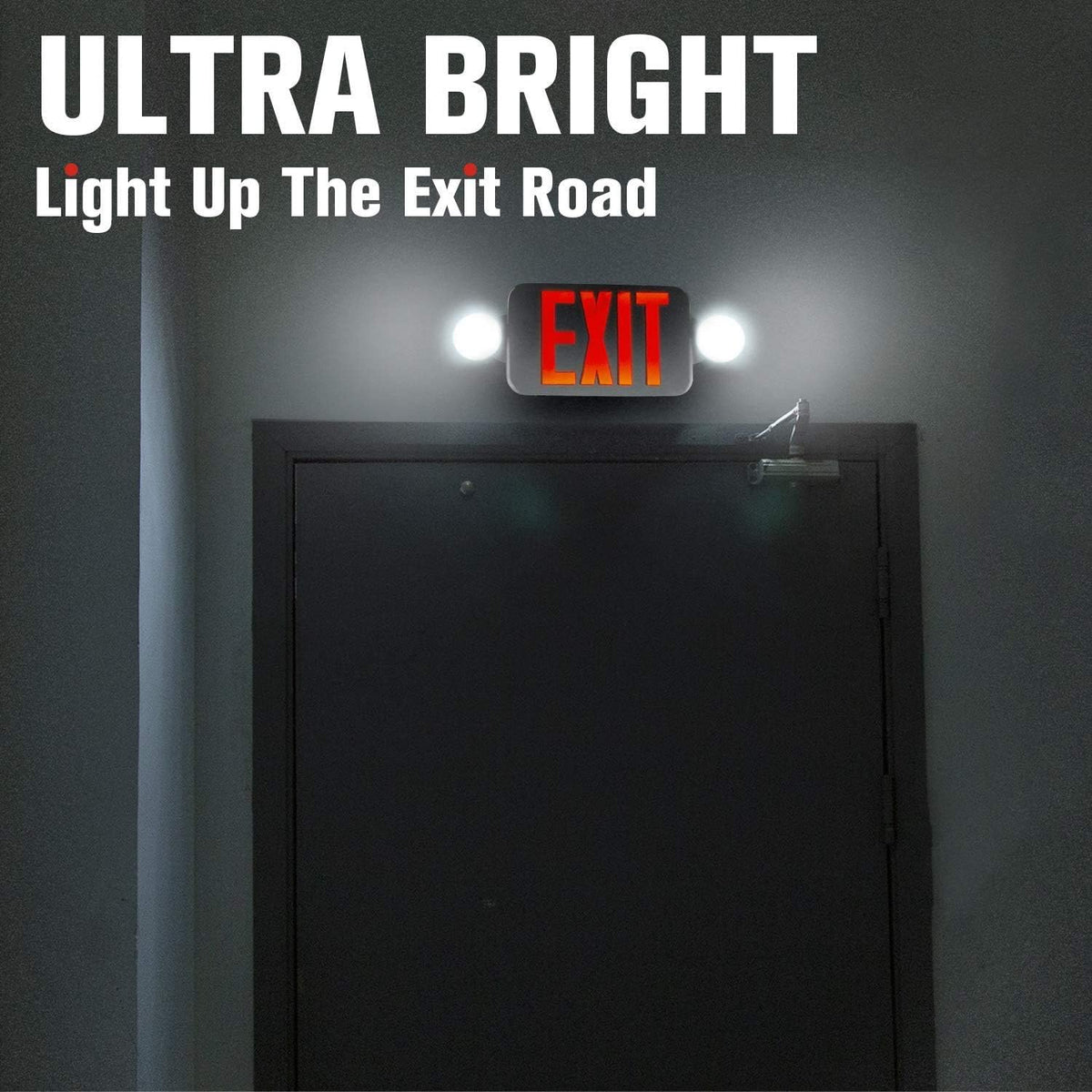 Exit Sign with Emergency Lights, Two LED Adjustable Head, Battery, Pack of 2 Z85793