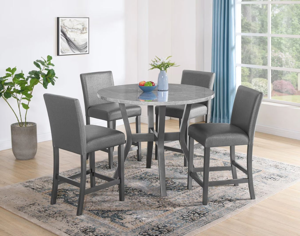 5 Piece Counter Height Table Set Grey W5041