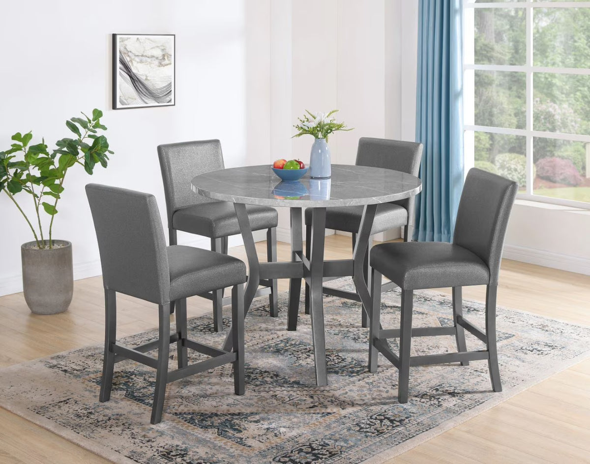 5 Piece Counter Height Table Set Grey W5041