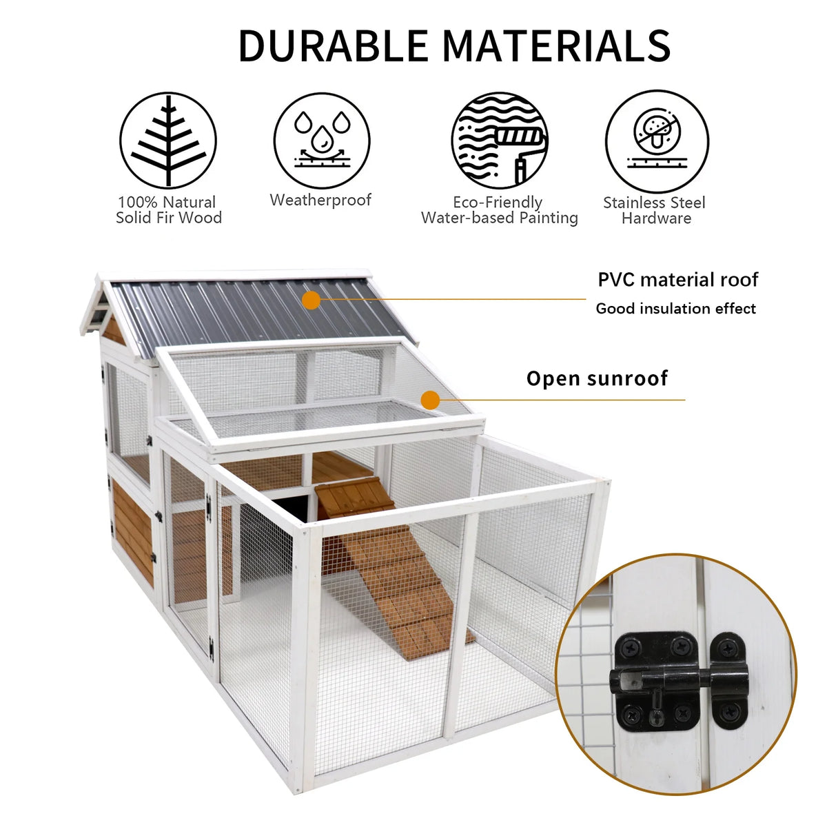 Large Wooden Chicken Coop with Nest Box L6381