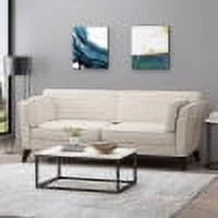 Beige and Dark Brown Fabric 3 Seater Sofa O94196