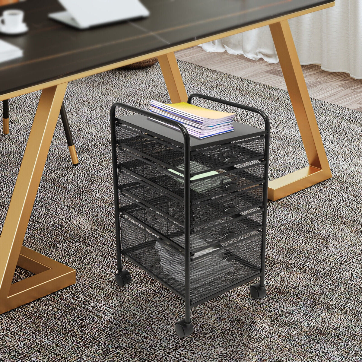 Metal 5 Drawers Rolling File Storage Cabinet with Wheels B534