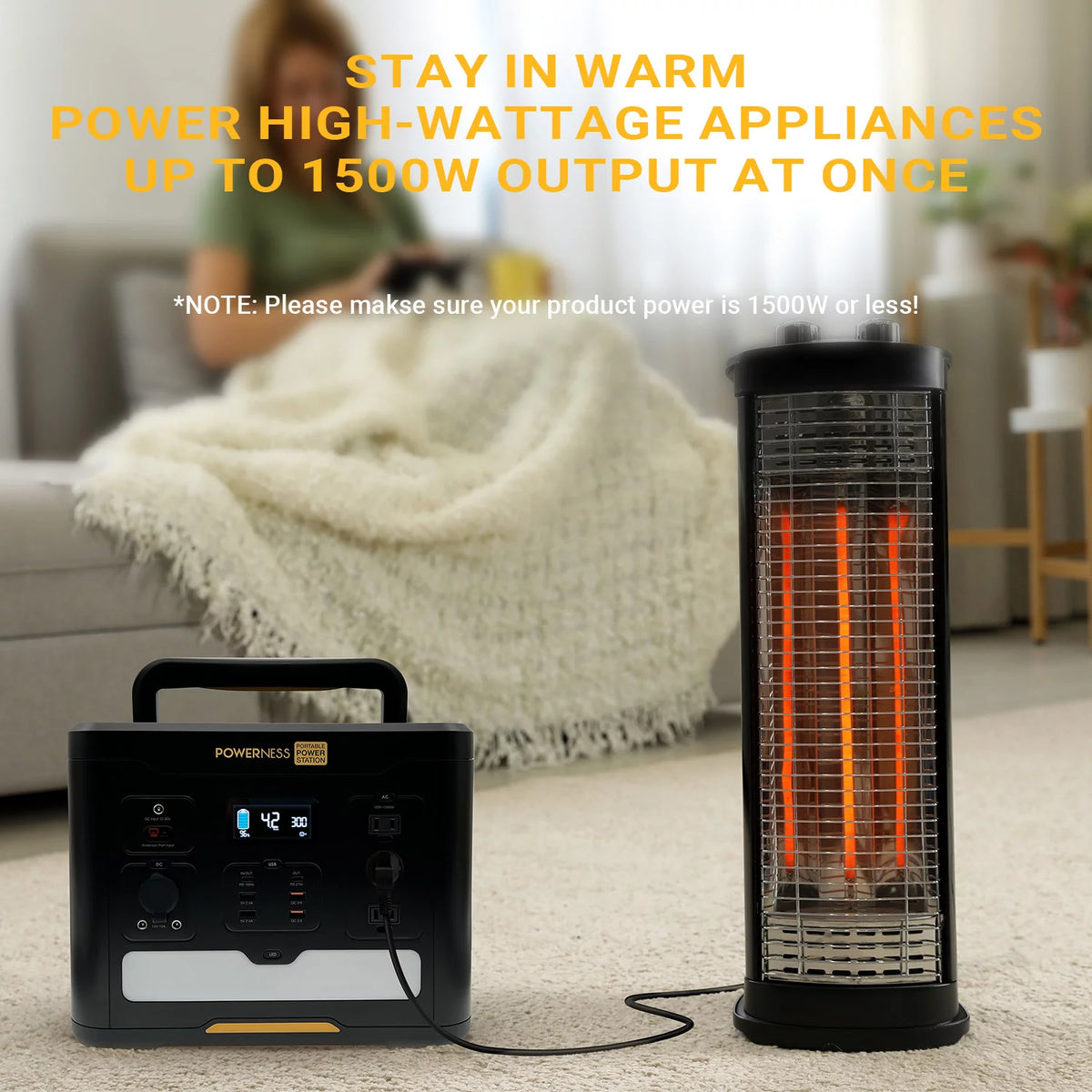 Portable Power Station 1536Wh LiFePO4 with 1500W AC Outlets Z9691