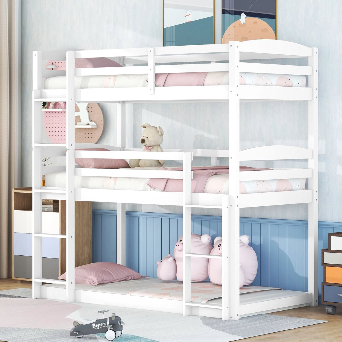 White Triple Bunk Bed G891124