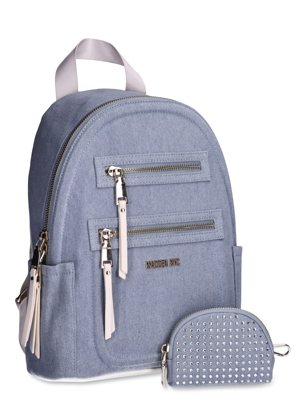 Denim Mini Backpack with Embellished Pouch M663