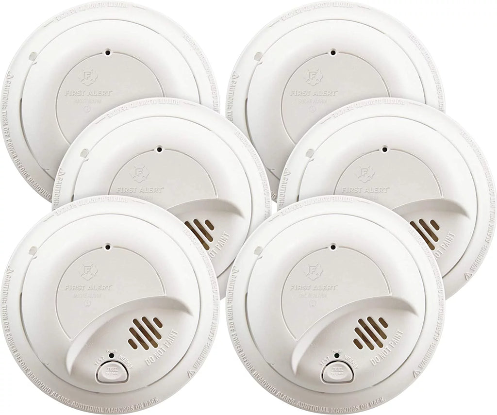 6 Pack Hardwired Smoke Alarm with Battery Backup I953381