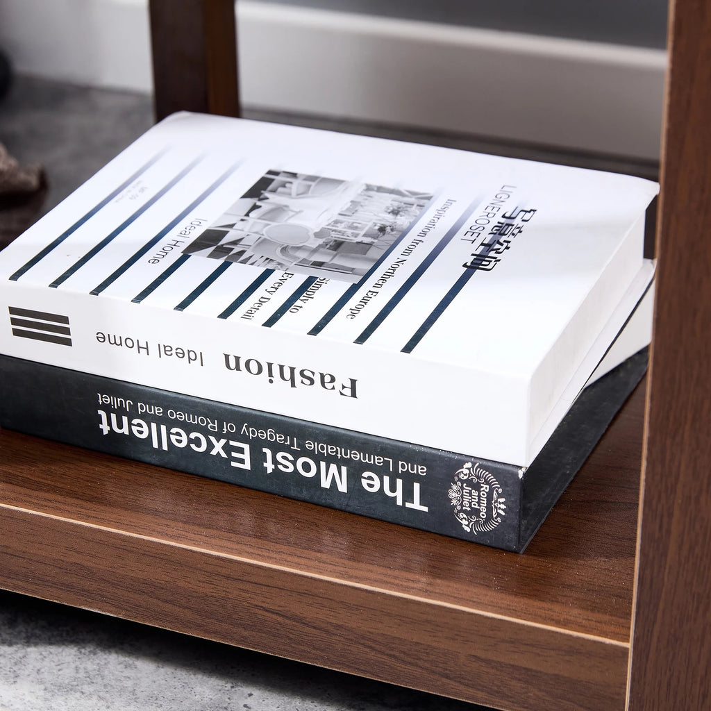 Brown 2-Tier Side Table with Storage Shelf F684