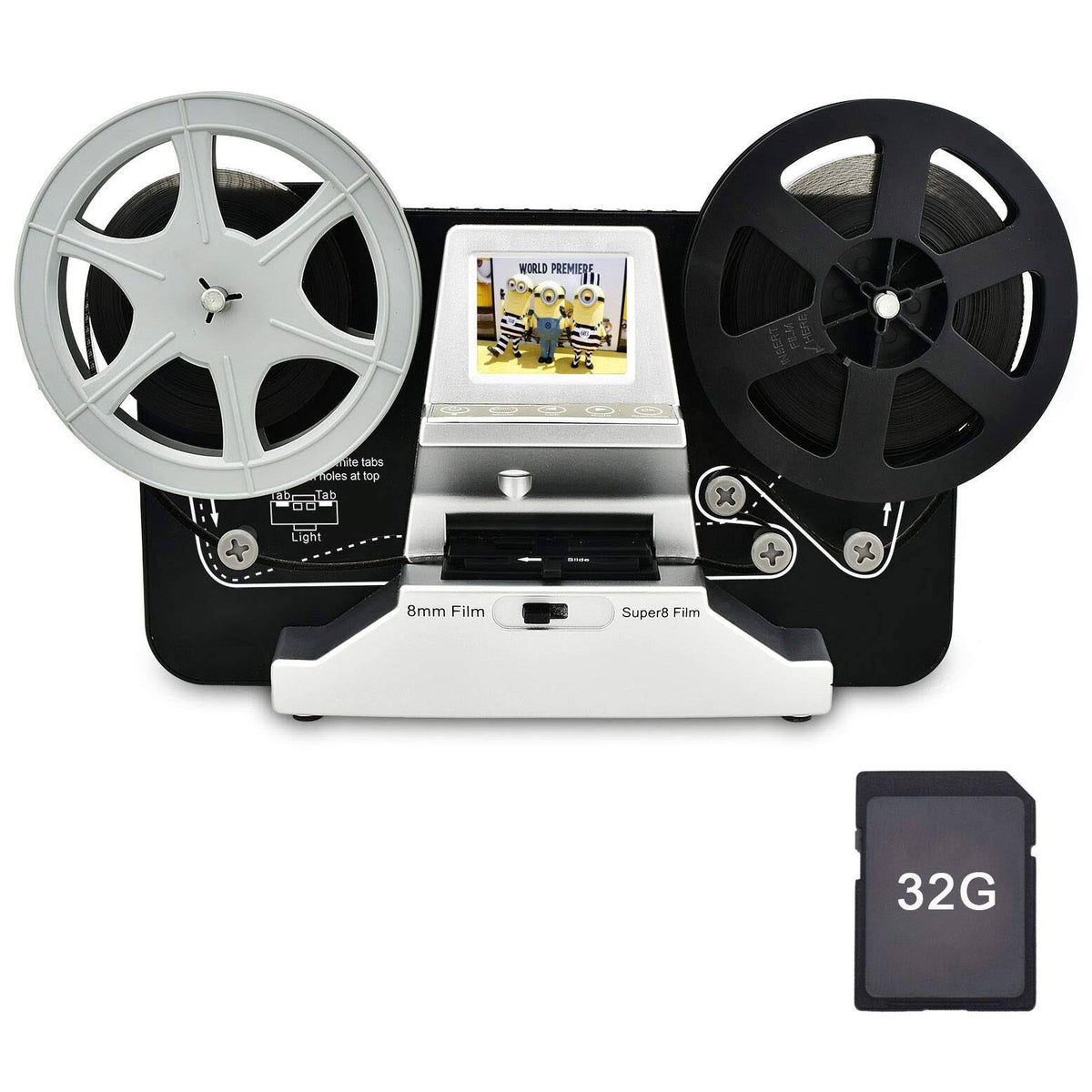 Black 8mm Super8 Roll Film Scanner with 2.4 inch LCD W96260