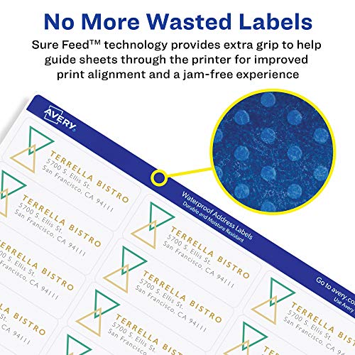 Waterproof Printable Shipping Labels, 2" x 4", White, 100 Blank Mailing Labels V85496