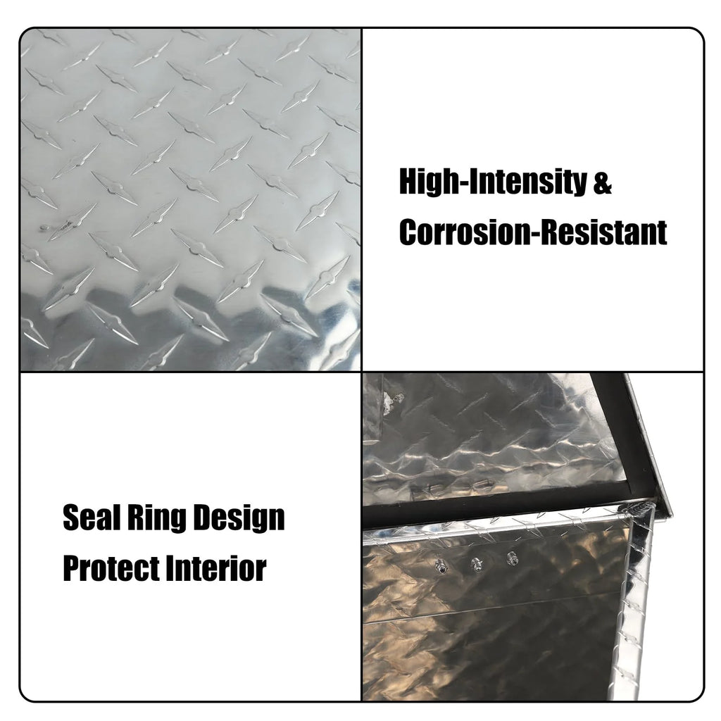 Heavy Duty Aluminum Diamond Plate Trailer Tongue Box with Lock and Keys, Silver, 39 x 16.5 x 12 Inches F360382