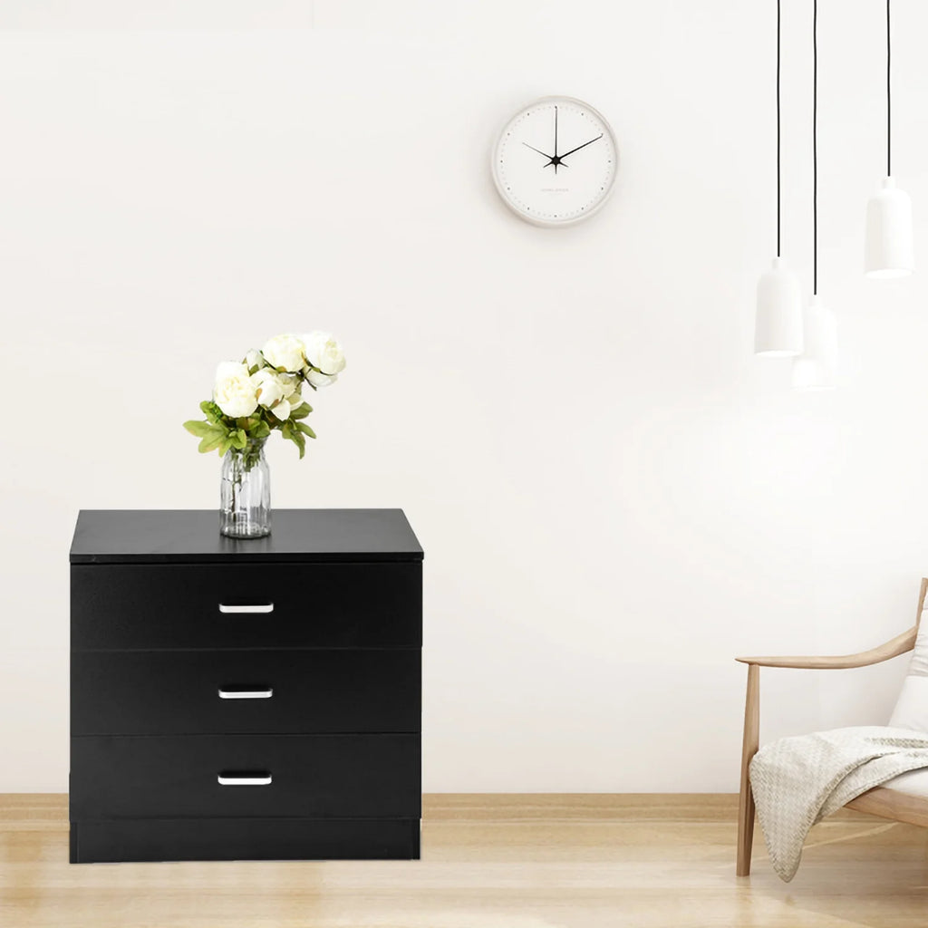 Black 3 Drawer Wood Dresser U747