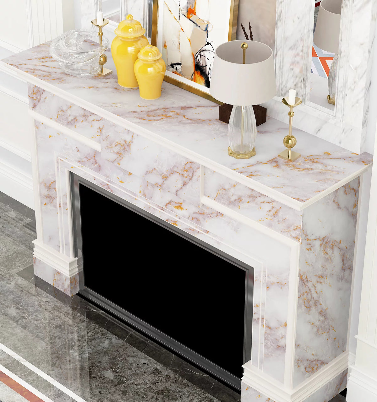 200" x 36" Marble Peel and Stick Waterproof Vinyl Wallpaper D802
