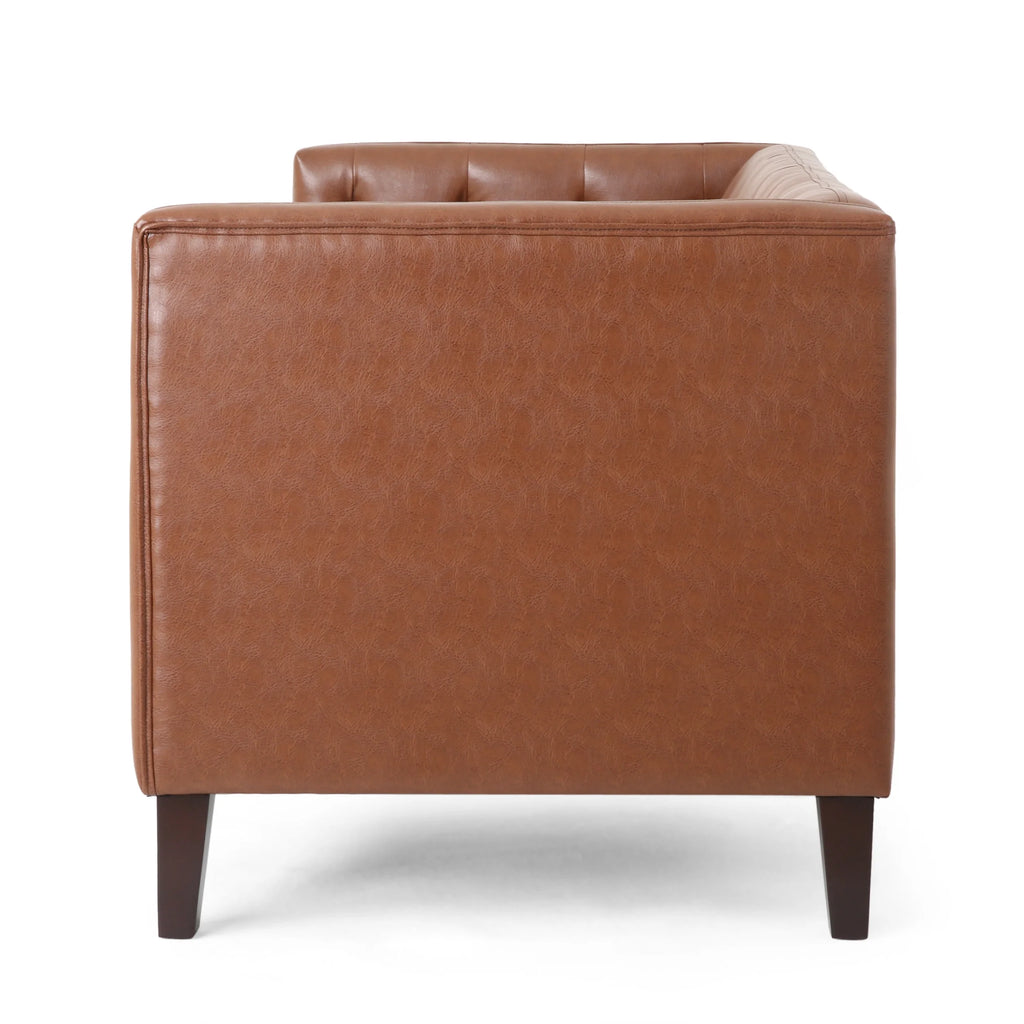 Cognac Brown Loveseat S2217