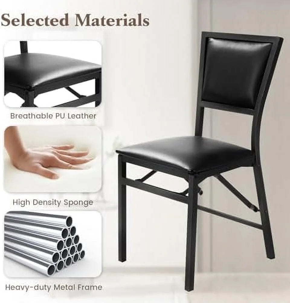 Folding Chairs Set of 4 Padded Metal Space Saving F762