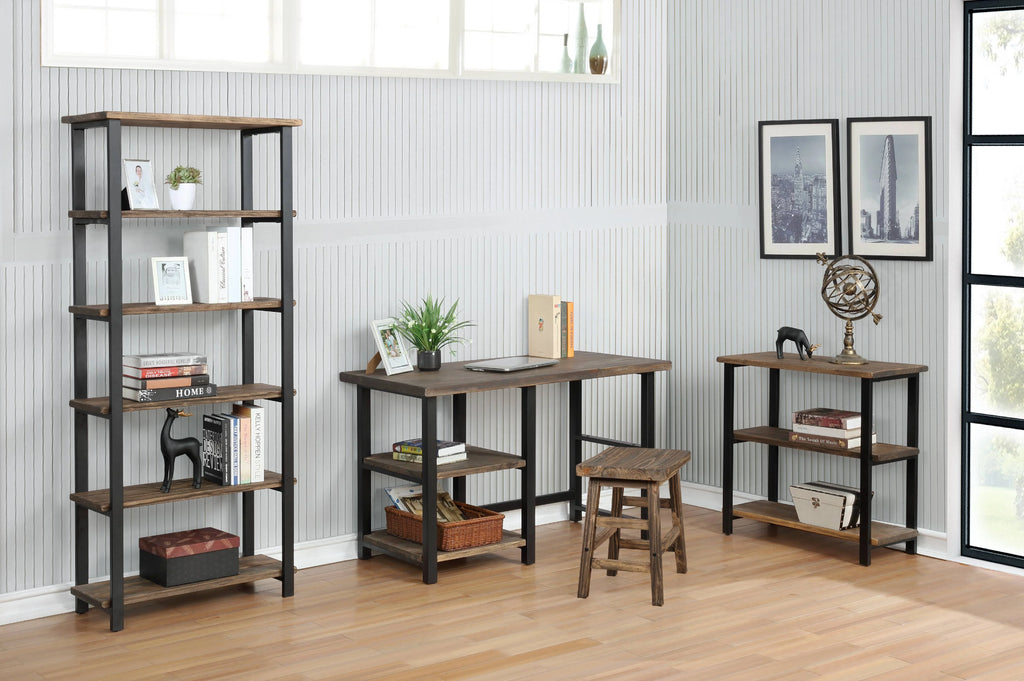 Metal and Solid Wood Desk with 2 Shelves H439