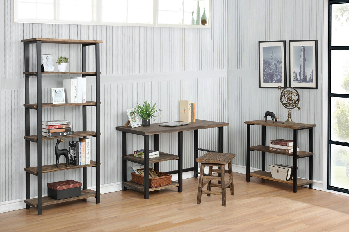 Metal and Solid Wood Desk with 2 Shelves H439