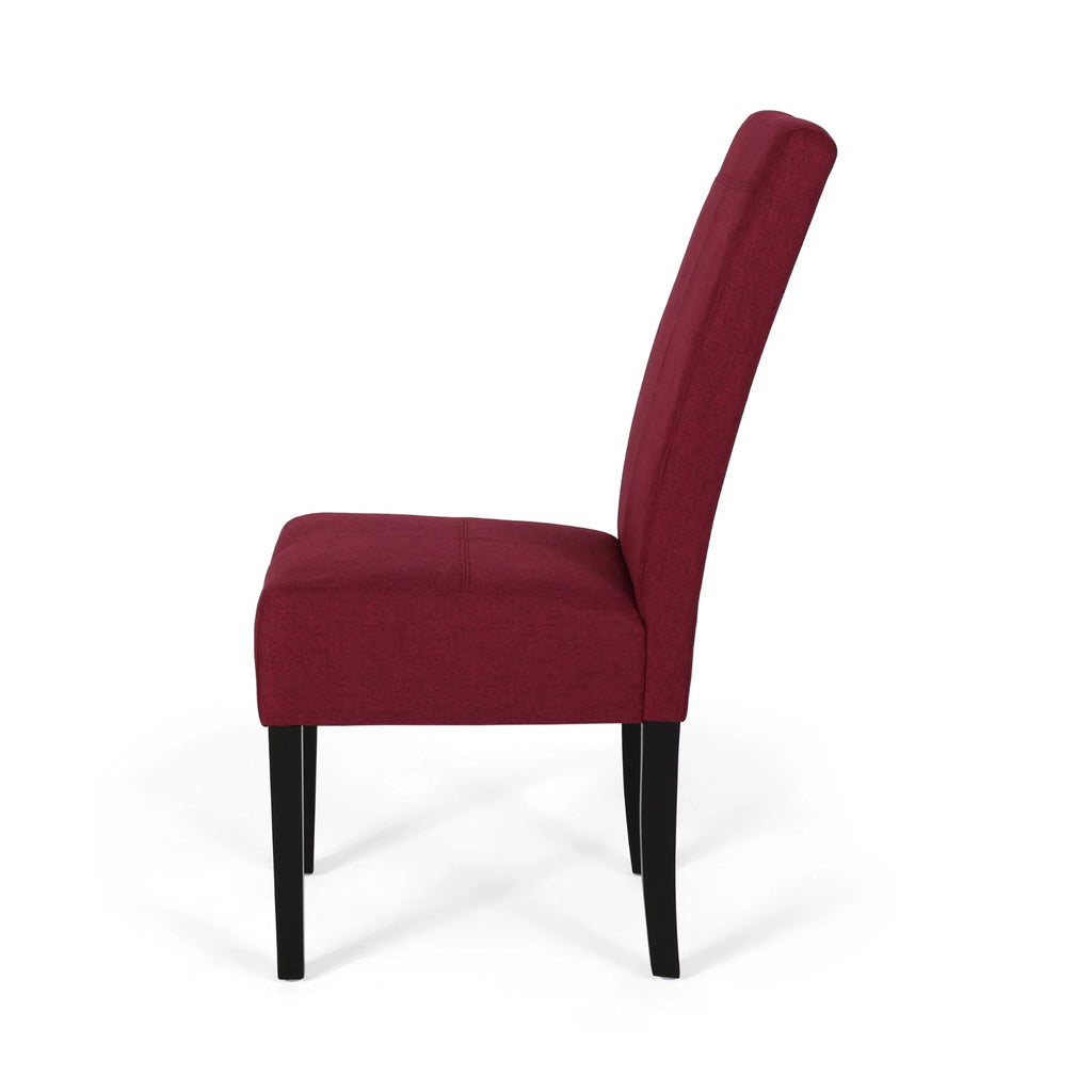 Set of 2 Deep Red Fabric Dining Chairs W2703