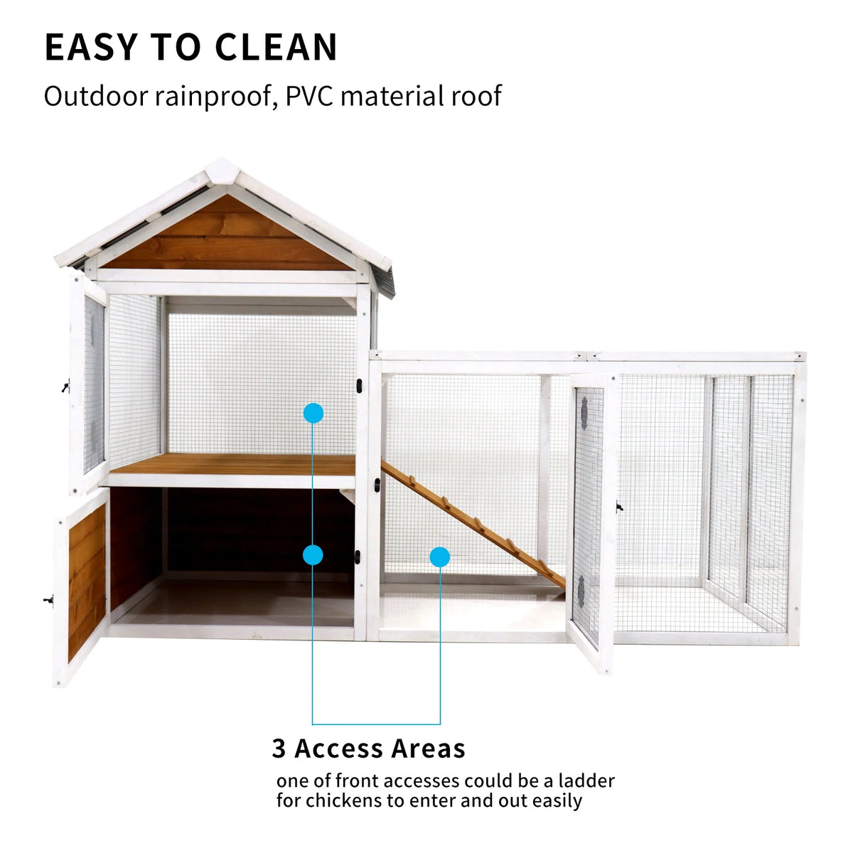 Large Wooden Chicken Coop with Nest Box L6381