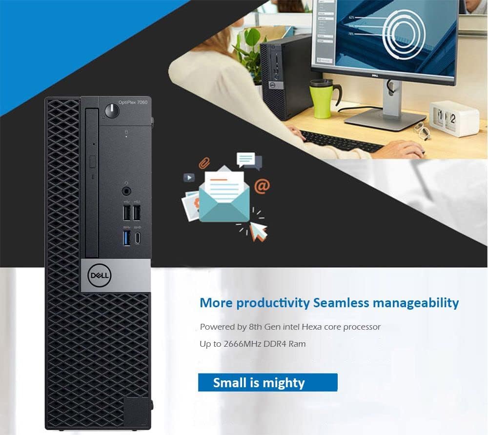 Dell Optiplex 7060 SFF Desktop Computer PC Intel 8th Gen i7-8700 16GB DDR4 Ram 512GB NVMe M.2 SSD Windows 11 Pro Wireless Keyboard & Mouse E448131