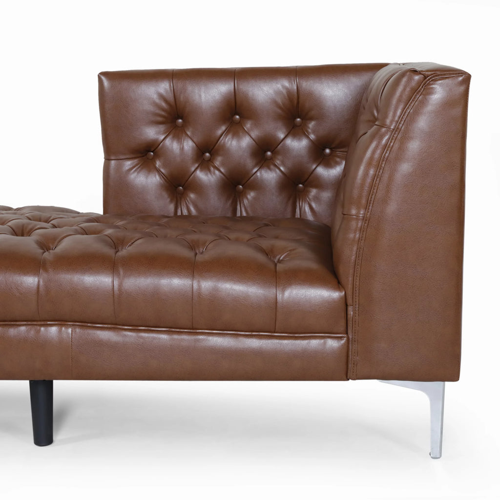 Cognac Brown Tufted Chaise Lounge U766888