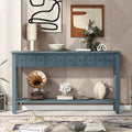 Navy 60" Console Table with 2 Drawers and Bottom Shelf V276