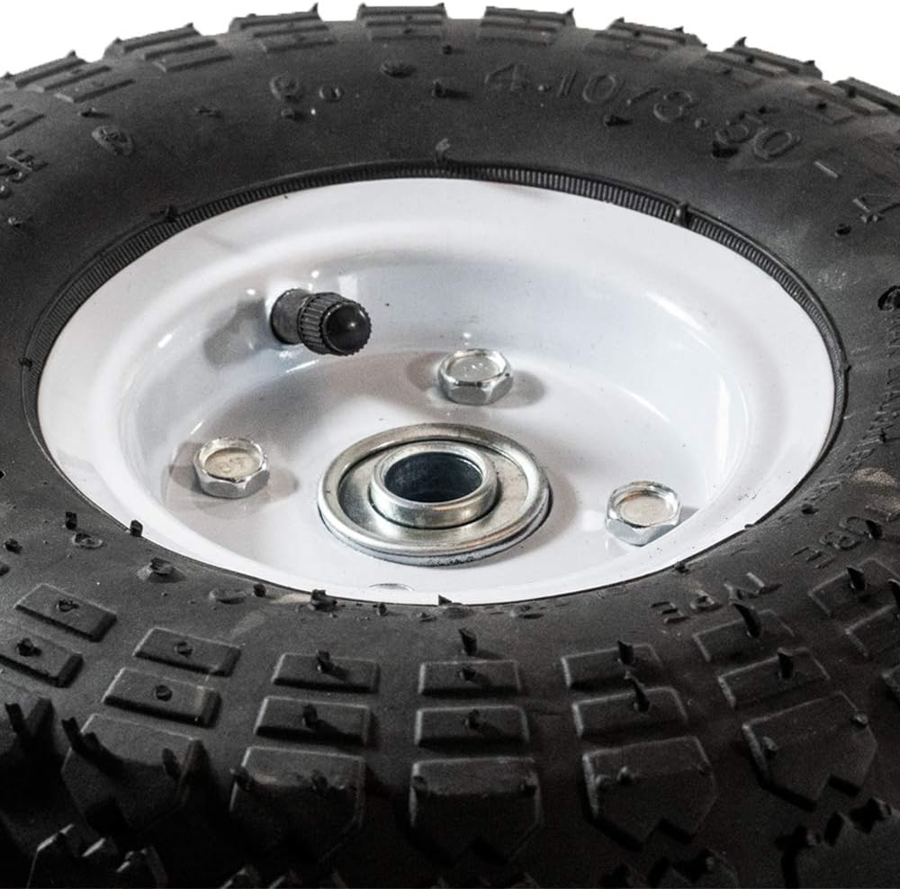 Pneumatic Replacement Wheel for Wheelbarrow 10 Inches Black White Rim B476658