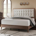 Full Size Wood Platform Bed with Tufted Headboard T3293