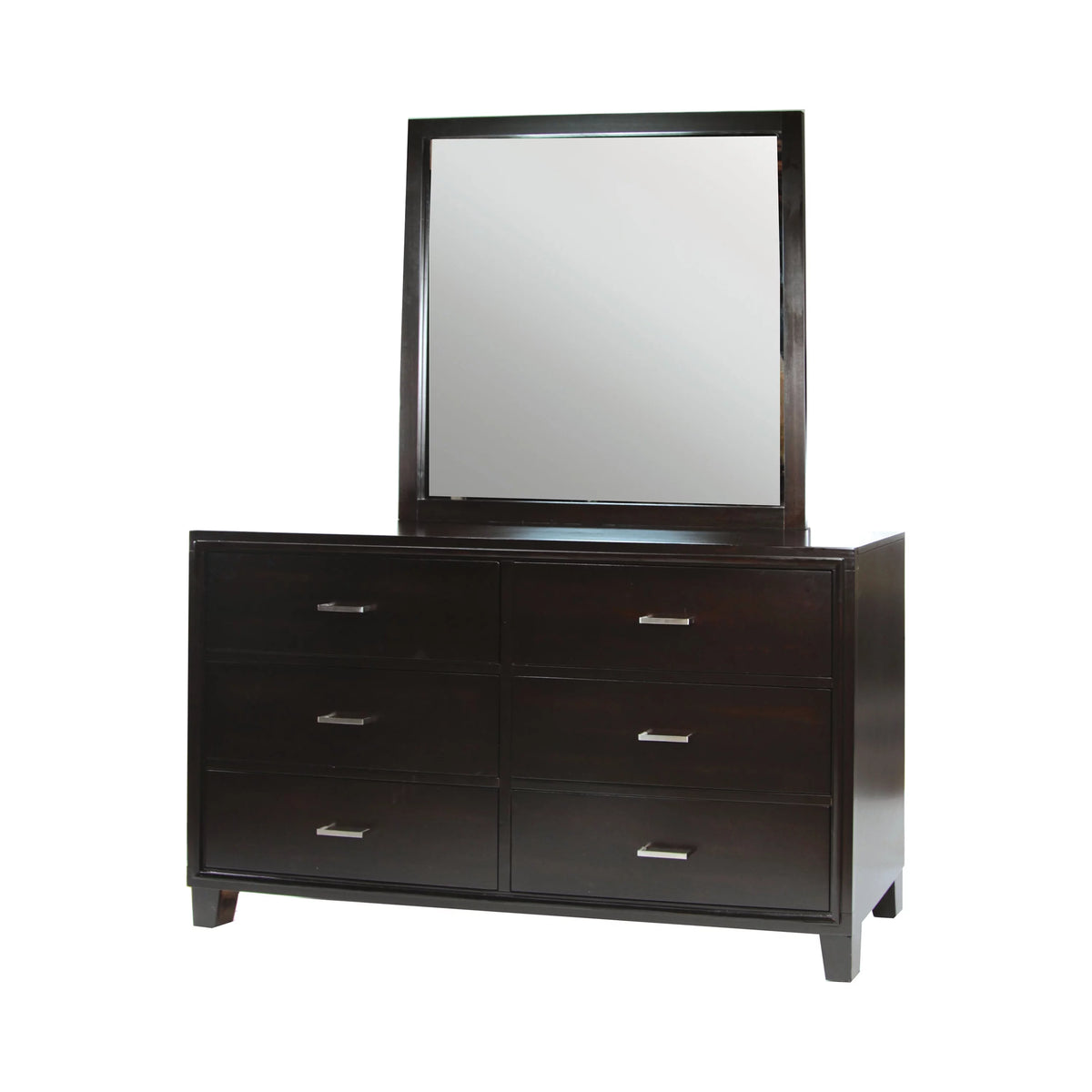 Espresso Wood 6-Drawer Dresser with Mirror U964