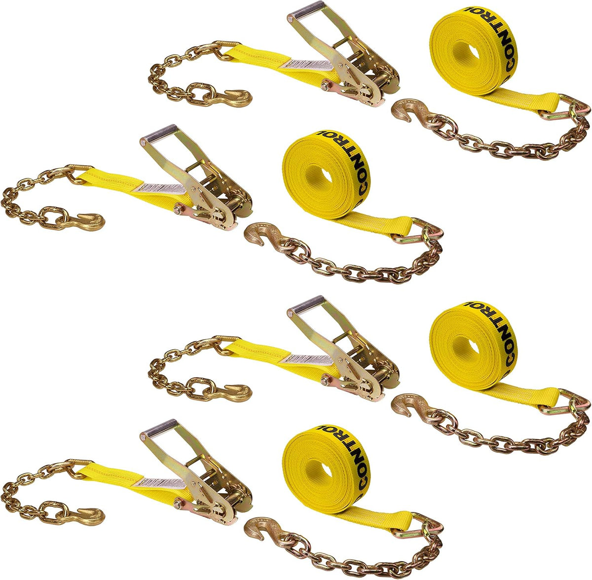 2 Inch x 30 Foot Ratchet Straps with Chain Extension 4 Pack R261751