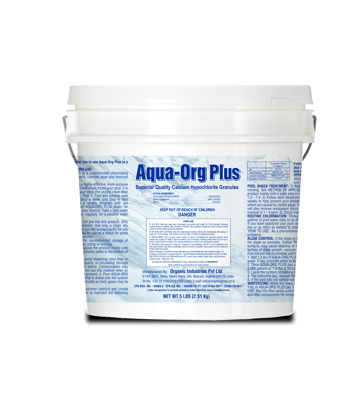 Granular Calcium Hypochlorite 65% Pool Shock 55 Pound J3368