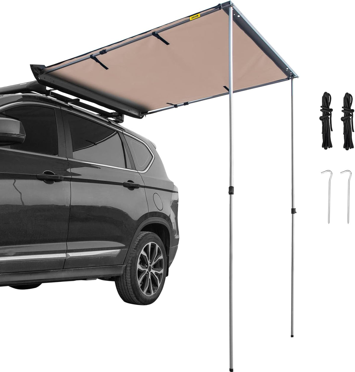 Khaki Pull-Out Retractable Car Side Awning with Carry Bag V437020