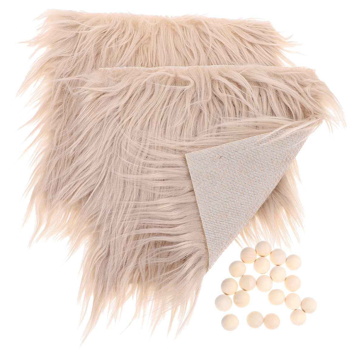2 Sets Gnome Doll DIY Making Supplies with Faux Fur Fabric and Wooden Balls L5460