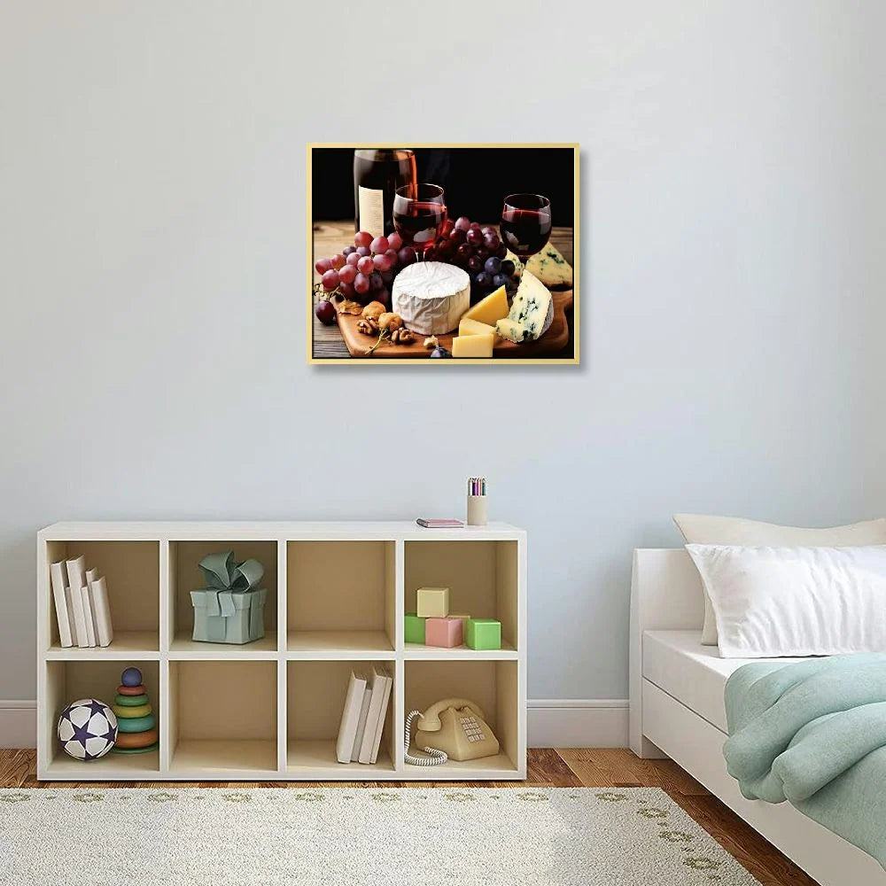 Wine Bottle Glasses Wall Art Decor Canvas Panels Pieces Set 16x12in/20x16in S344