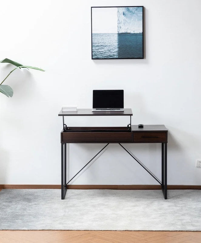 Dark Brown Wood Lift Top Desk with Drawer B4685